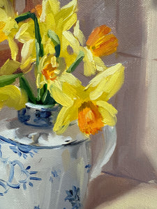 Daffodils in Blue and White Jug