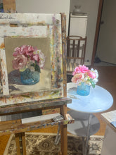 Load image into Gallery viewer, Peonies in Blue Glass