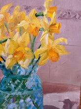 Load image into Gallery viewer, Daffodils in Blue Glass