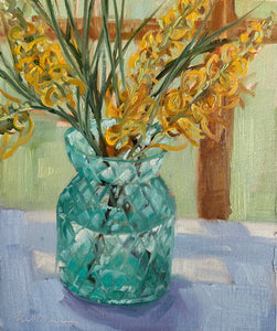 Grevilleas in Turquoise Glass